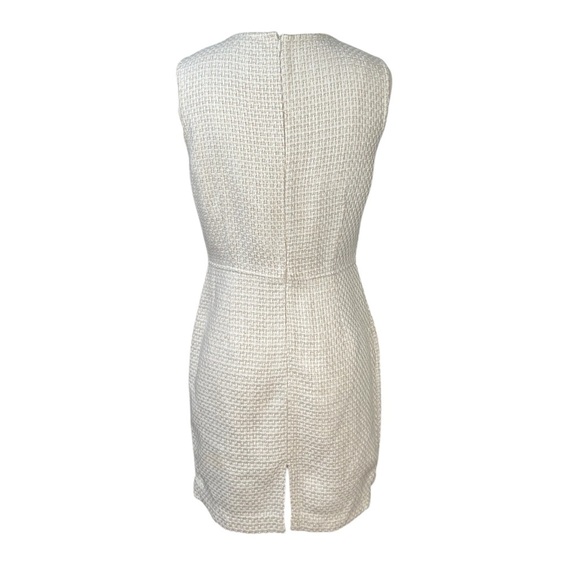 LOST APRIL  Anthropologie Sheath Tweed Dress Small S White Gold Sleeveless - Picture 3 of 4